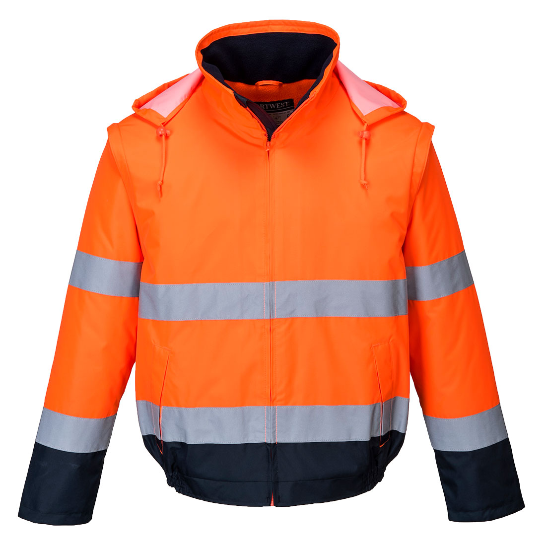 Warnschutz-Multi-Way-Jacken | Leichte Warnschutz 2-in-1 Kontrast Pilotjacke Essential | Portwest